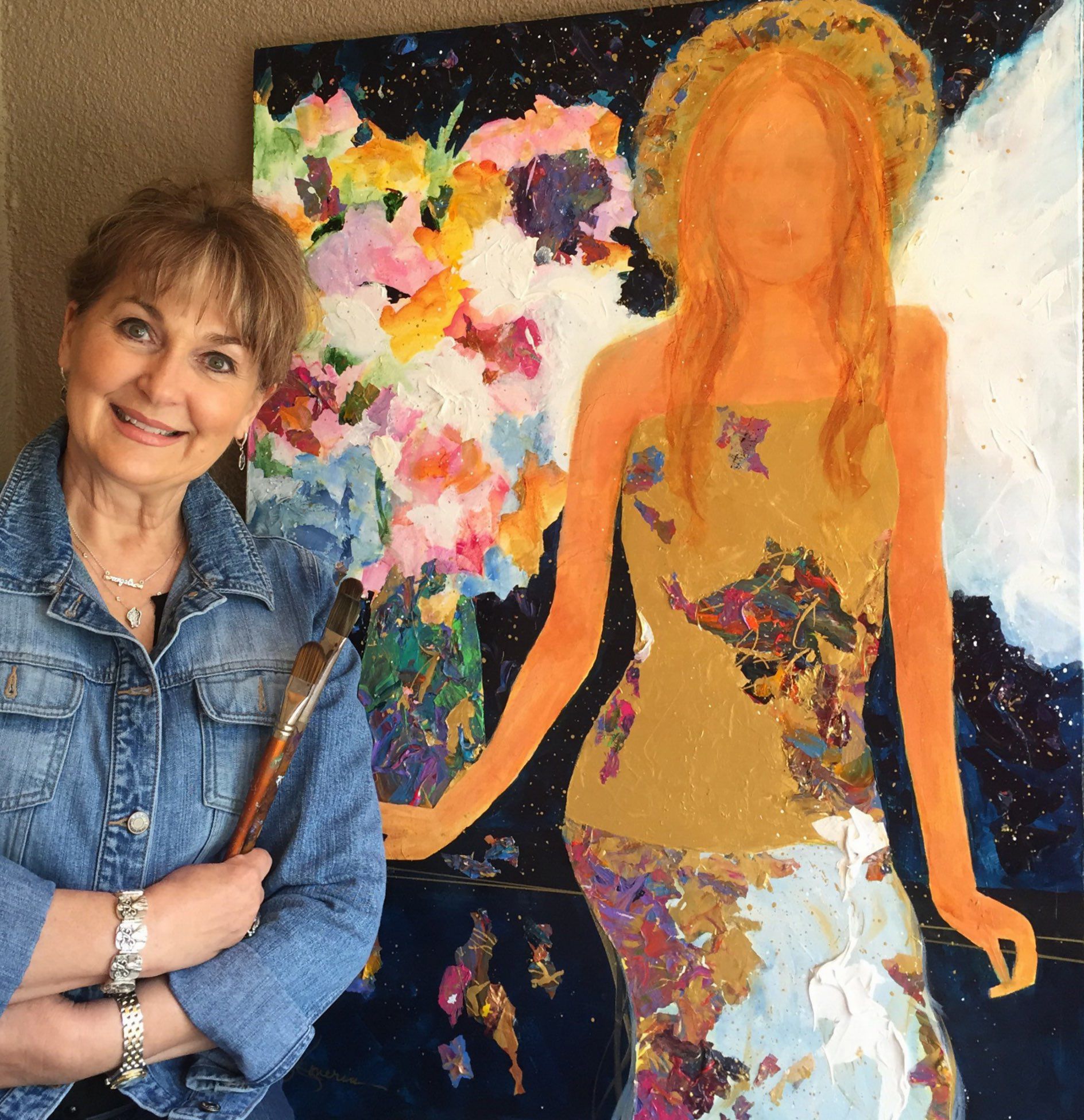 Janis Loverin with Painting, Conversation with the Creative Spirit